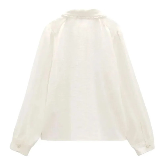 ZARA | Ecru | BUTTONED TIED BLOUSE - Picture 3 of 11